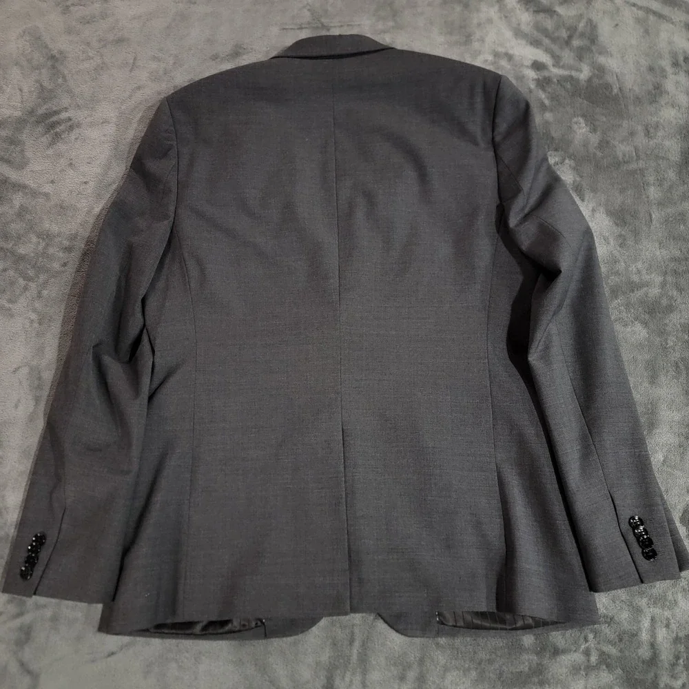 Express Photographer Sport Coat Men 42L Gray Fitted Wool Stretch Jacket Blazer